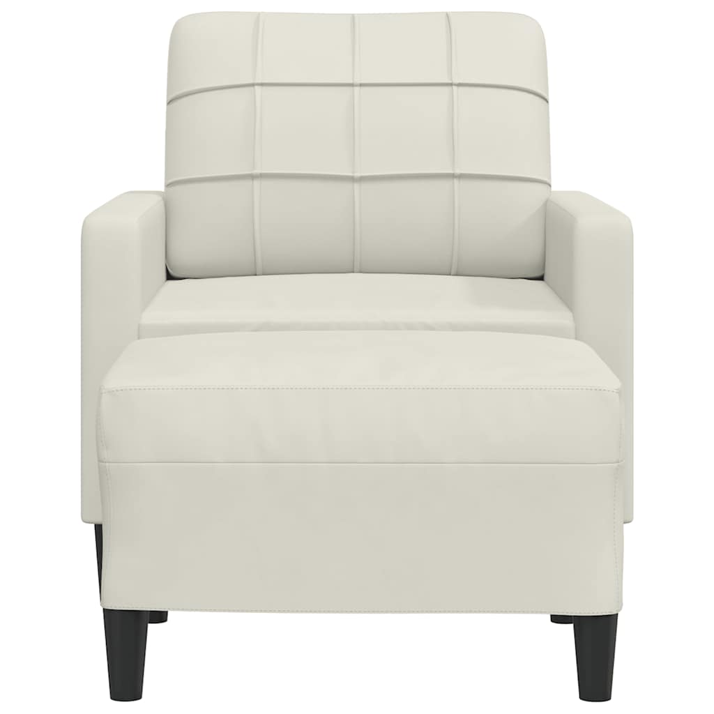 Poltrona com apoio de pés 60 cm veludo cor creme