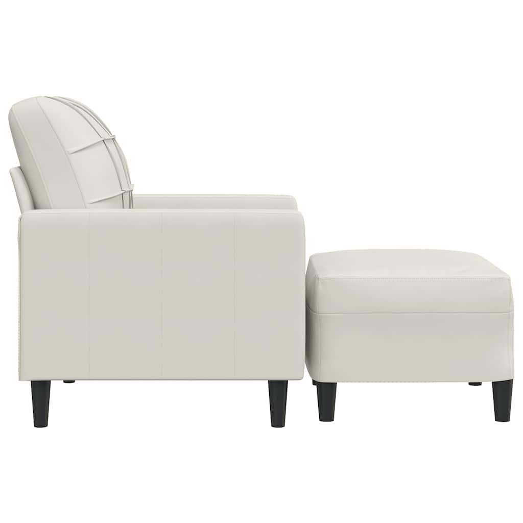 Poltrona com apoio de pés 60 cm veludo cor creme
