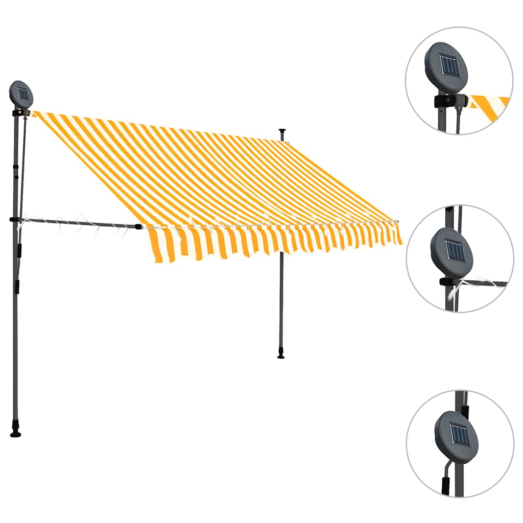 Toldo retrátil manual com LED 300 cm branco e laranja