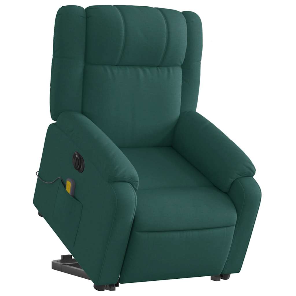 Poltrona elétrica elevatória massagens tecido verde-escuro