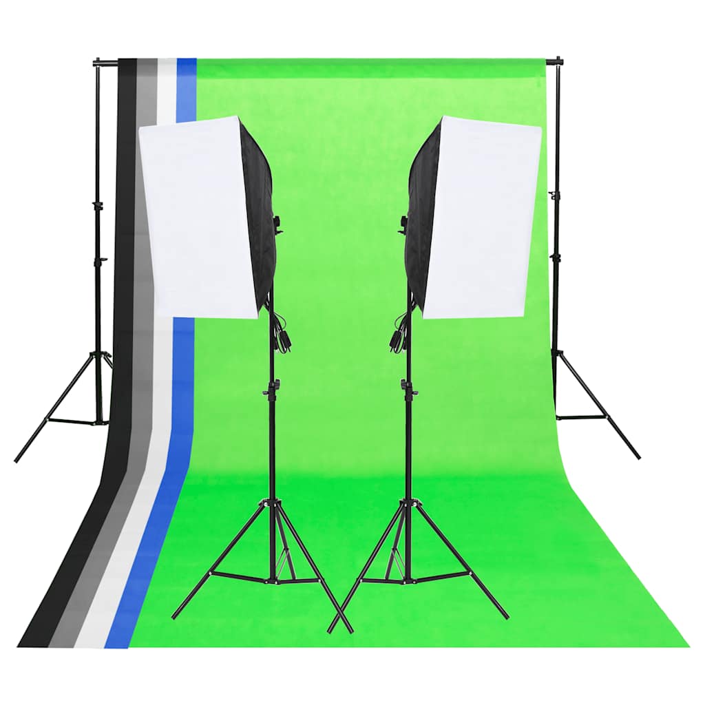 Kit de iluminação para estúdio com fundos e softboxes
