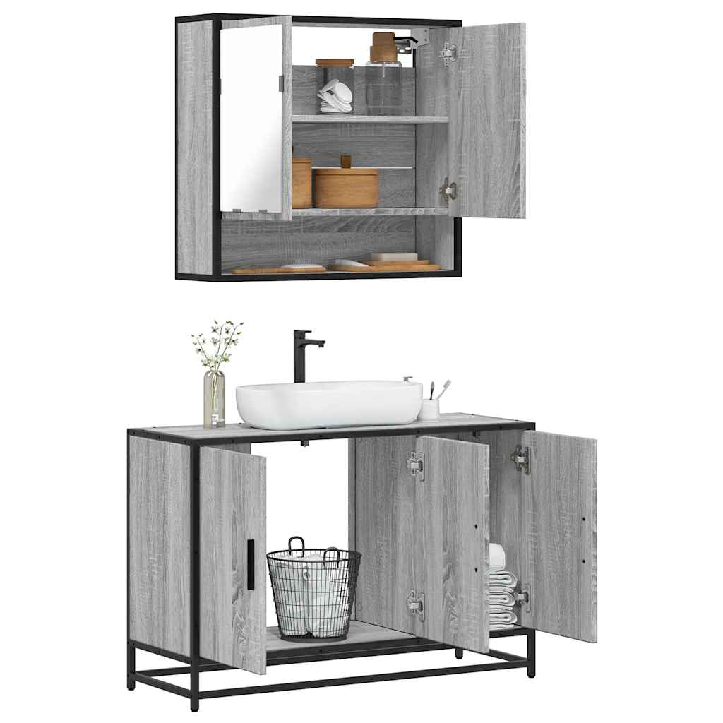 2 Pcs conjunto móveis wc derivados de madeira sonoma cinza