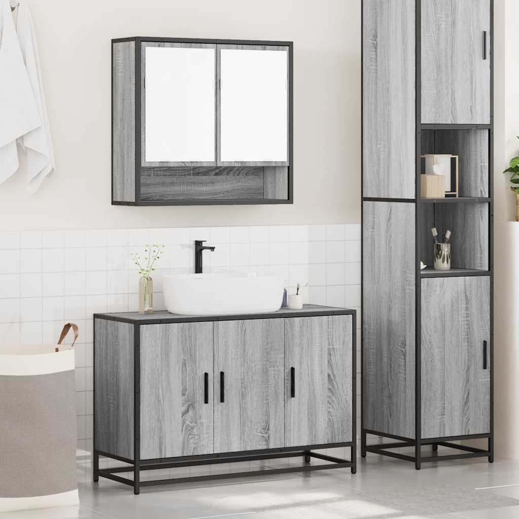 2 Pcs conjunto móveis wc derivados de madeira sonoma cinza