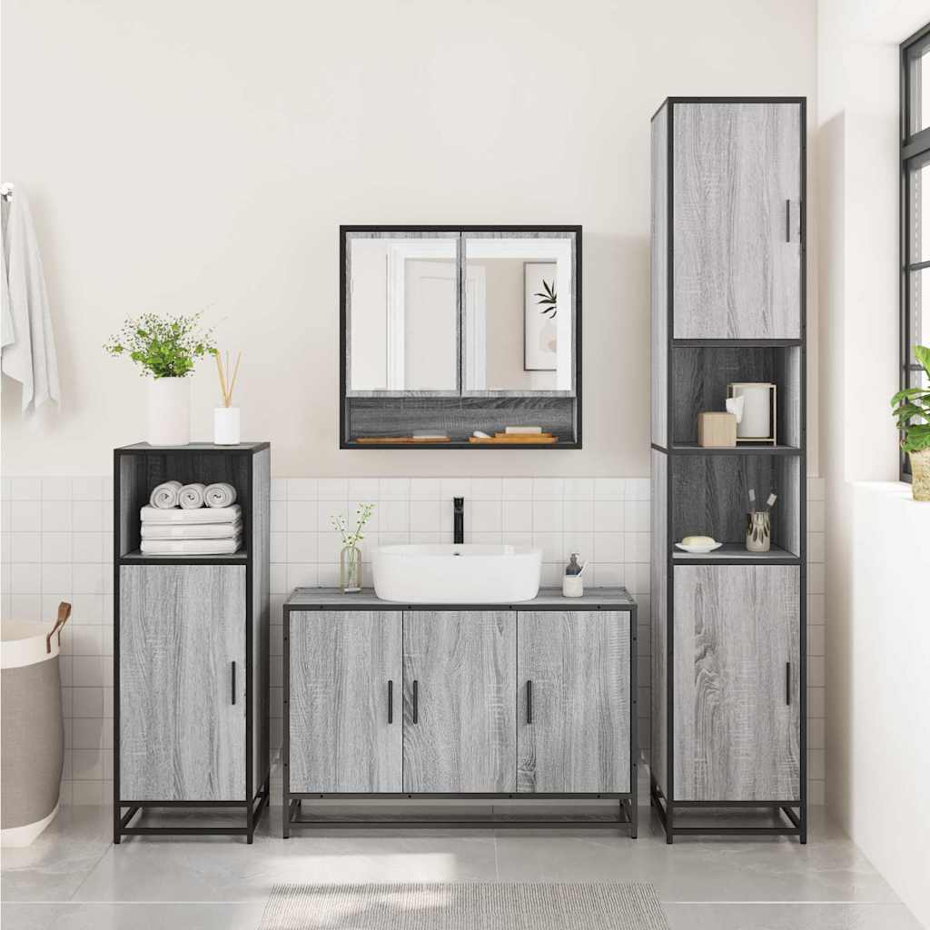 2 Pcs conjunto móveis wc derivados de madeira sonoma cinza