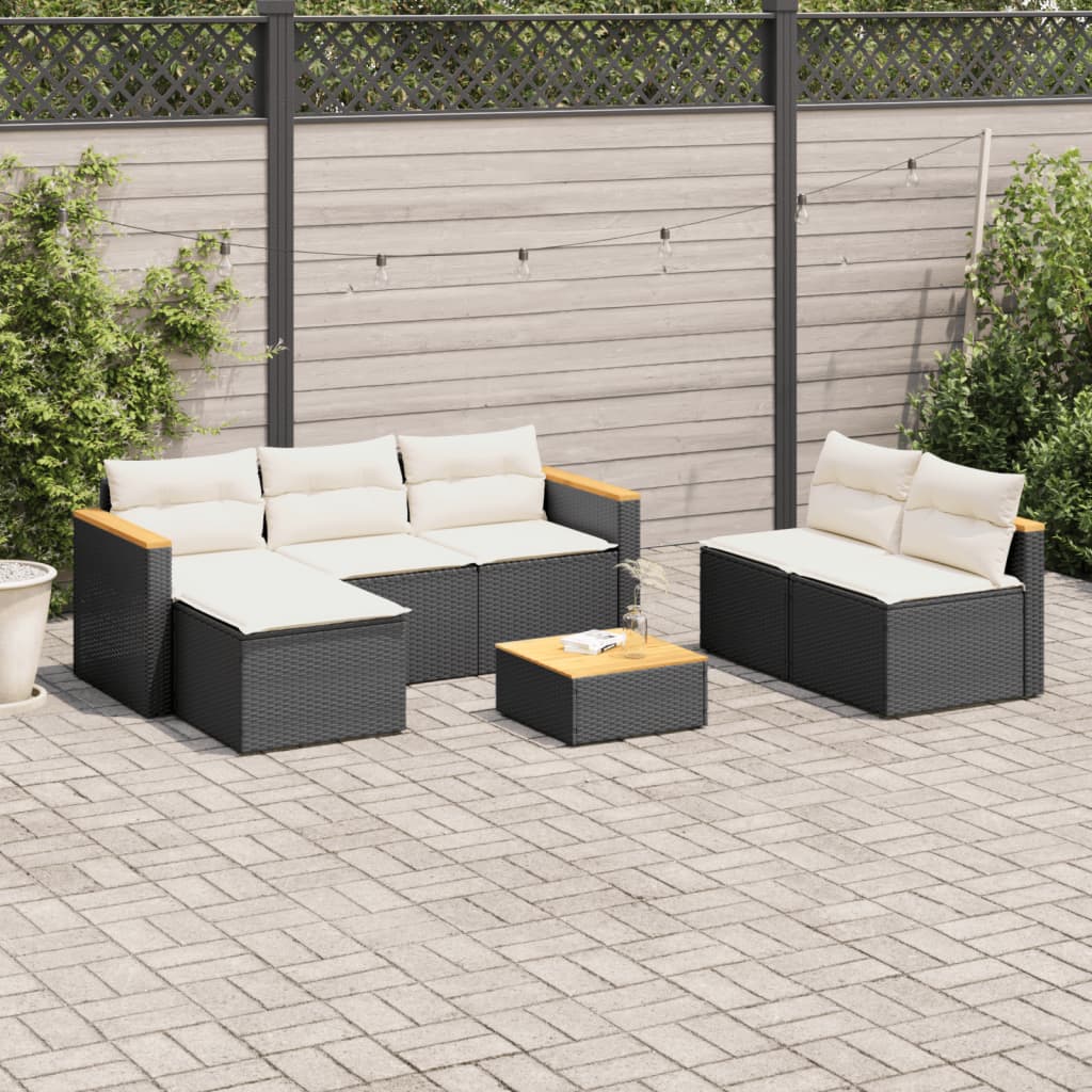 5 Pcs conjunto sofás de jardim com almofadões acácia e vime PE