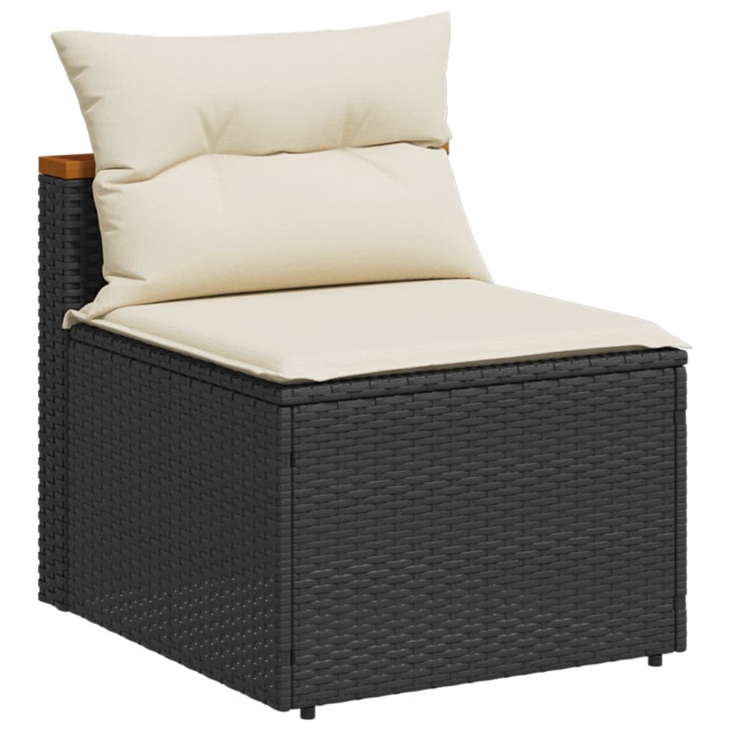 5 Pcs conjunto sofás de jardim com almofadões acácia e vime PE