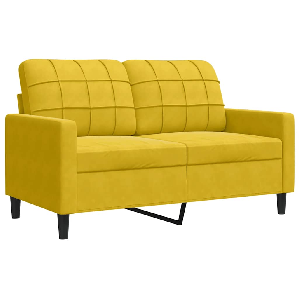 2 Pcs conjunto de sofás com almofadões veludo amarelo