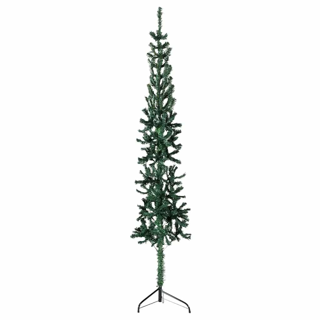 Meia árvore de natal fina com suporte 240 cm verde