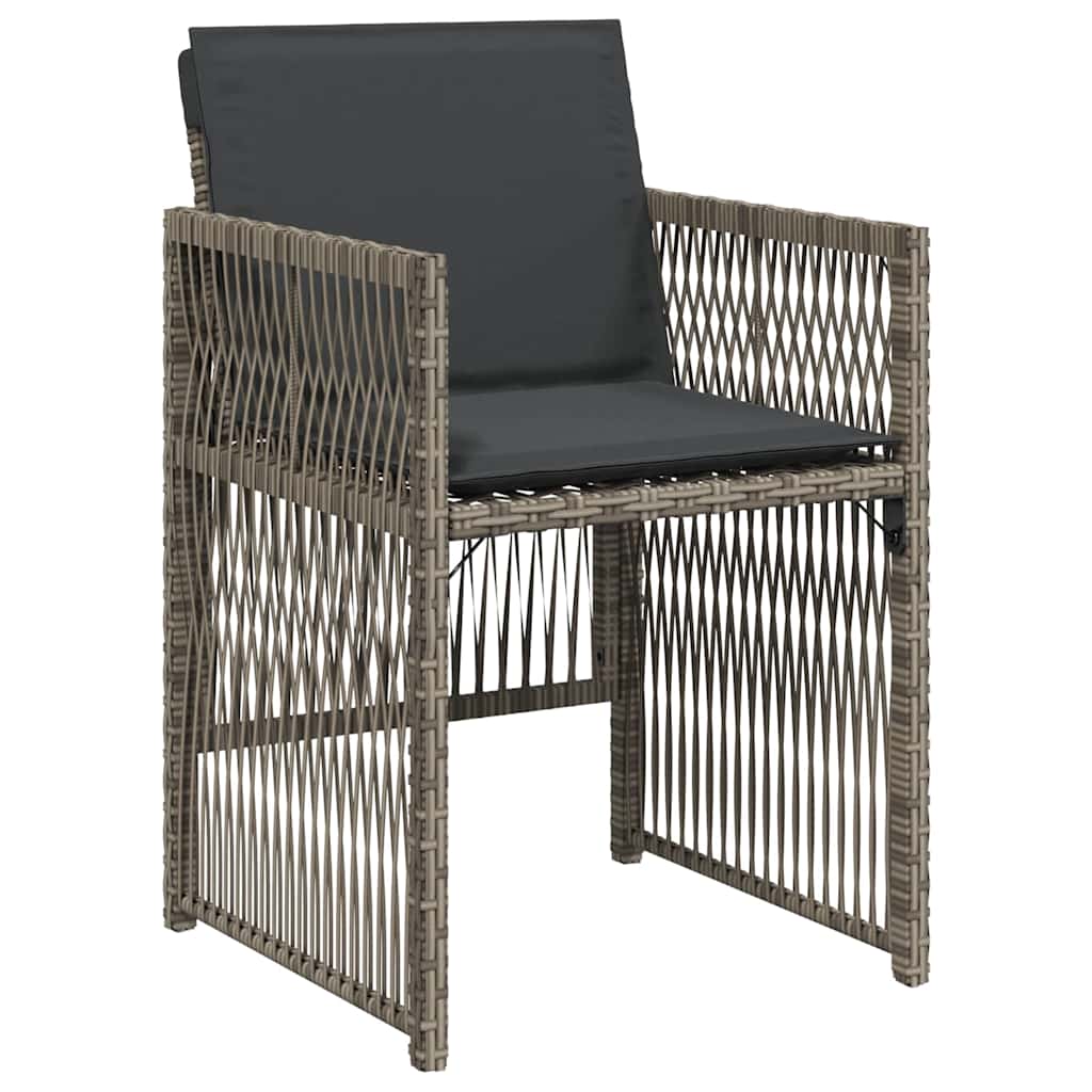 Cadeiras de jardim com almofadões 4 pcs vime PE cinzento