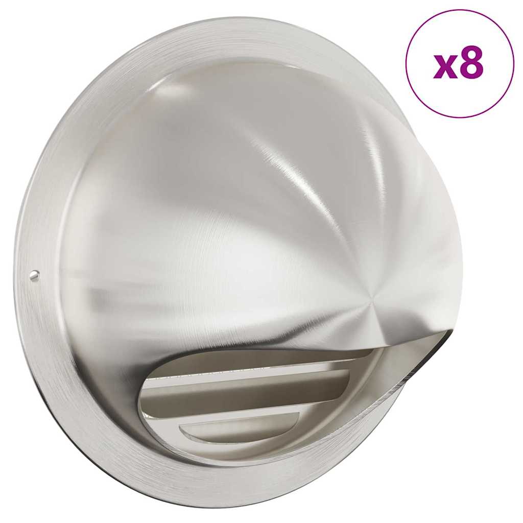 Tampas de ventilação de ar 8 unid. prateado 150 mm