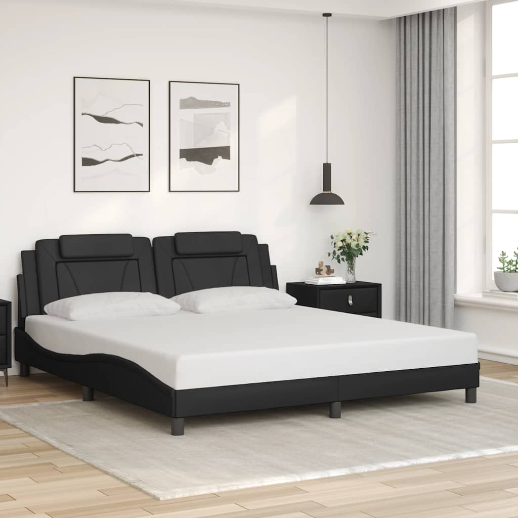 Estrutura de cama viana sem colchão 180x200cm couro artificial preto