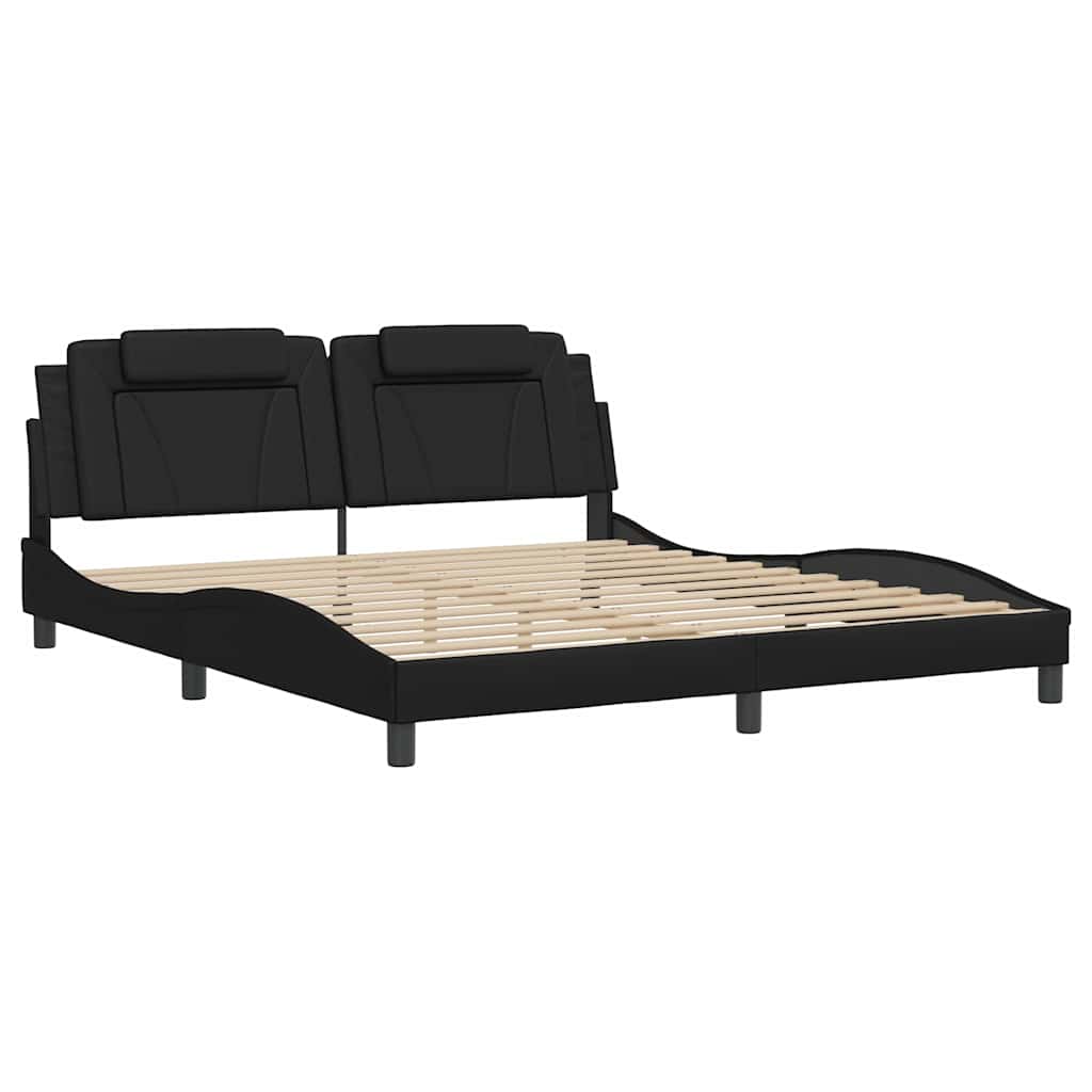 Estrutura de cama viana sem colchão 180x200cm couro artificial preto