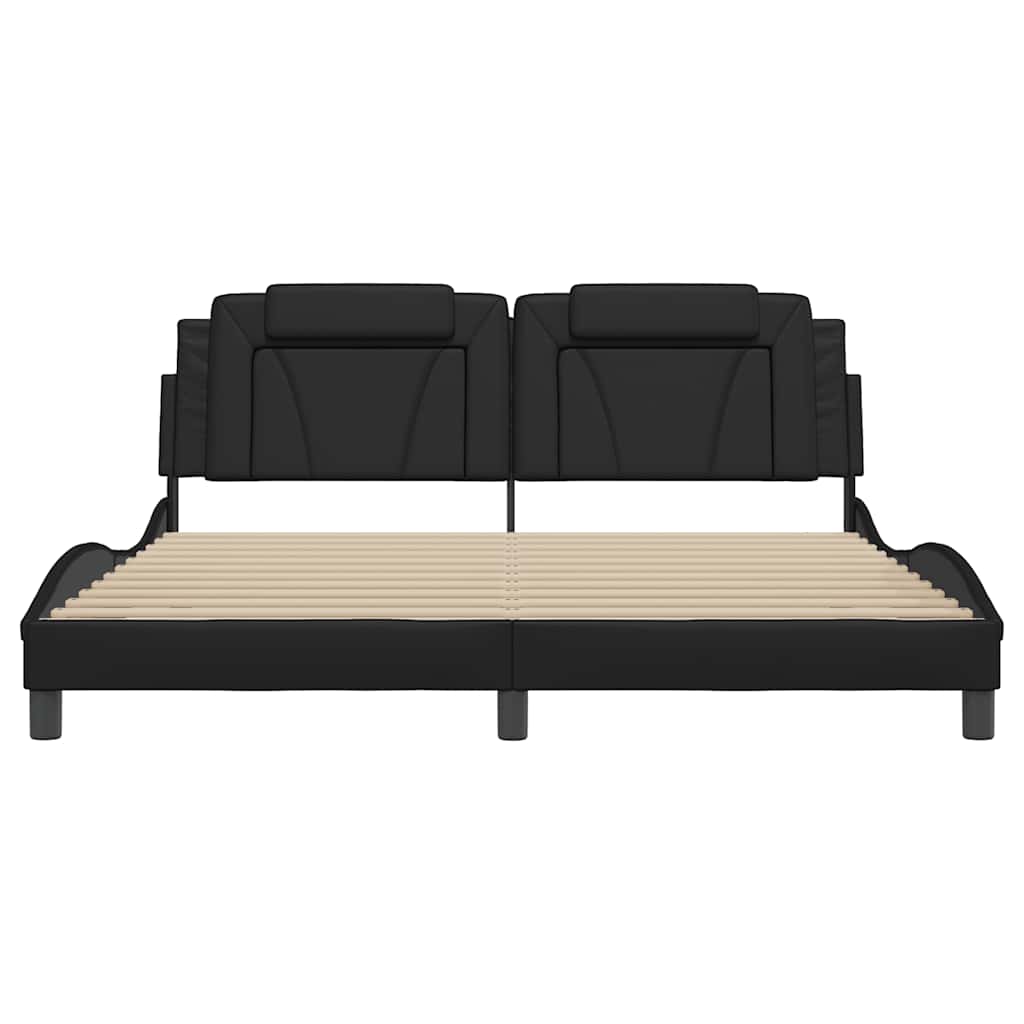 Estrutura de cama viana sem colchão 180x200cm couro artificial preto