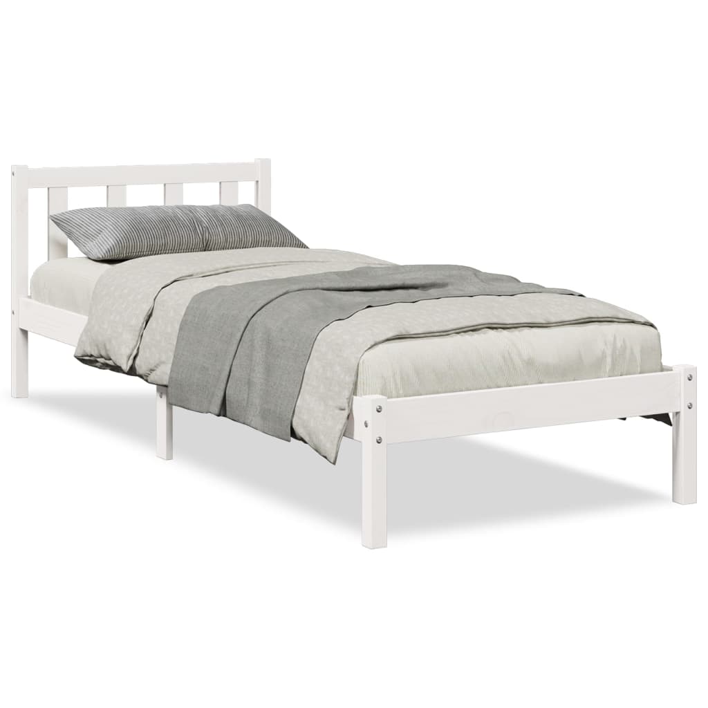 Cama extra longa sem colchão 100x210 cm pinho maciço branco