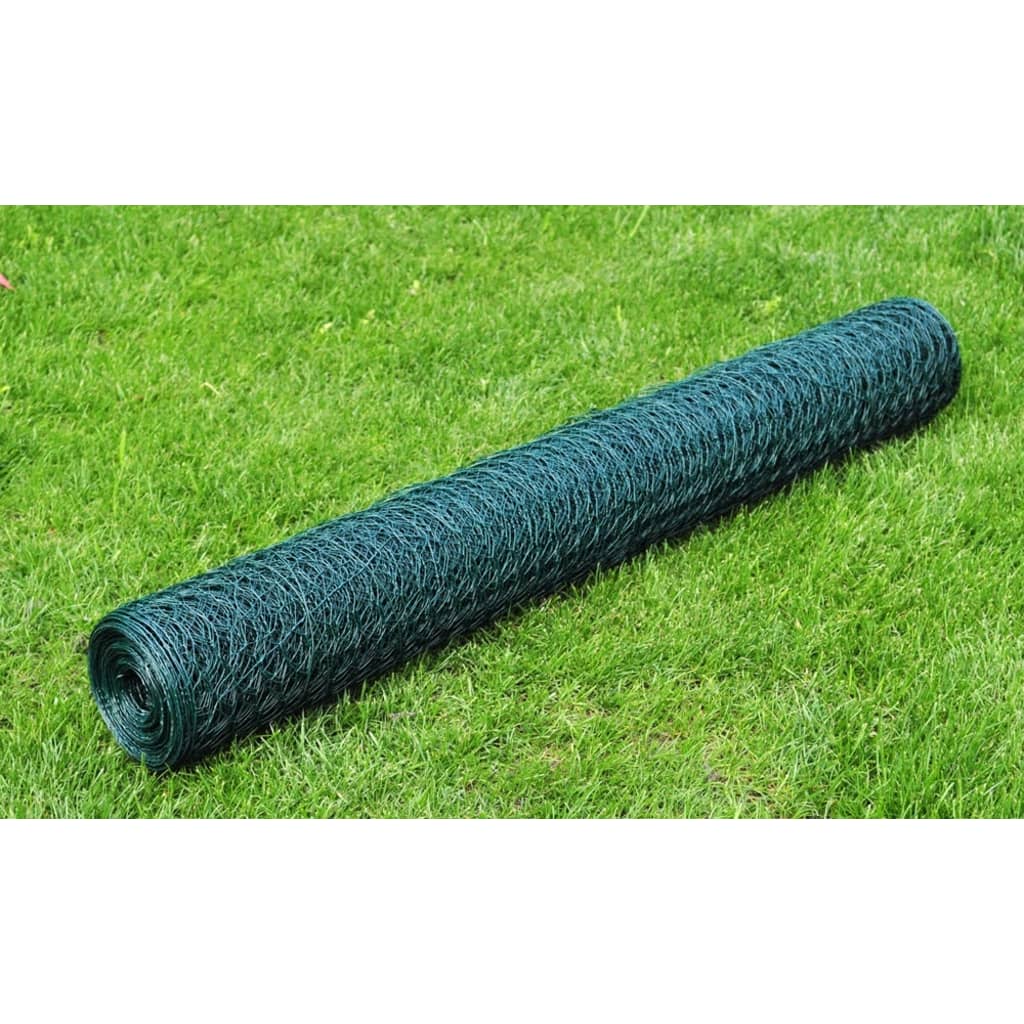 Cerca de arame galinheiro c/ revestimento em PVC 25x0,5 m verde