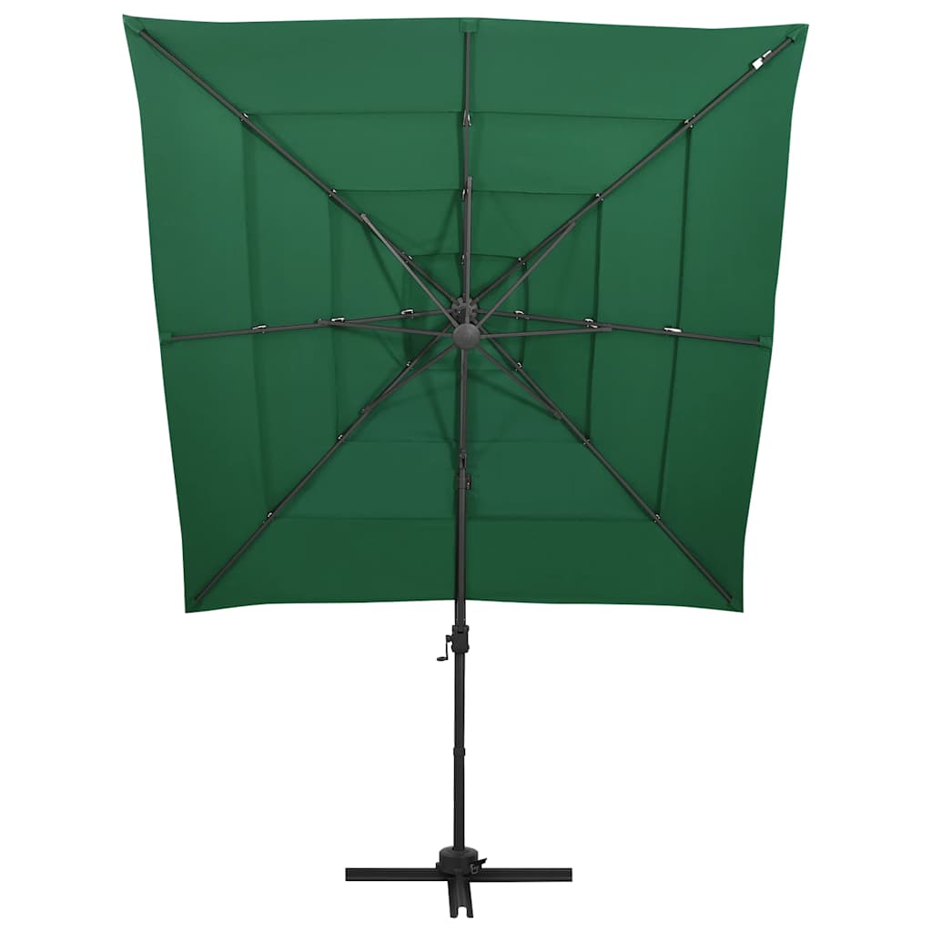 Guarda-sol de jardim com poste de alumínio 250x250 cm verde