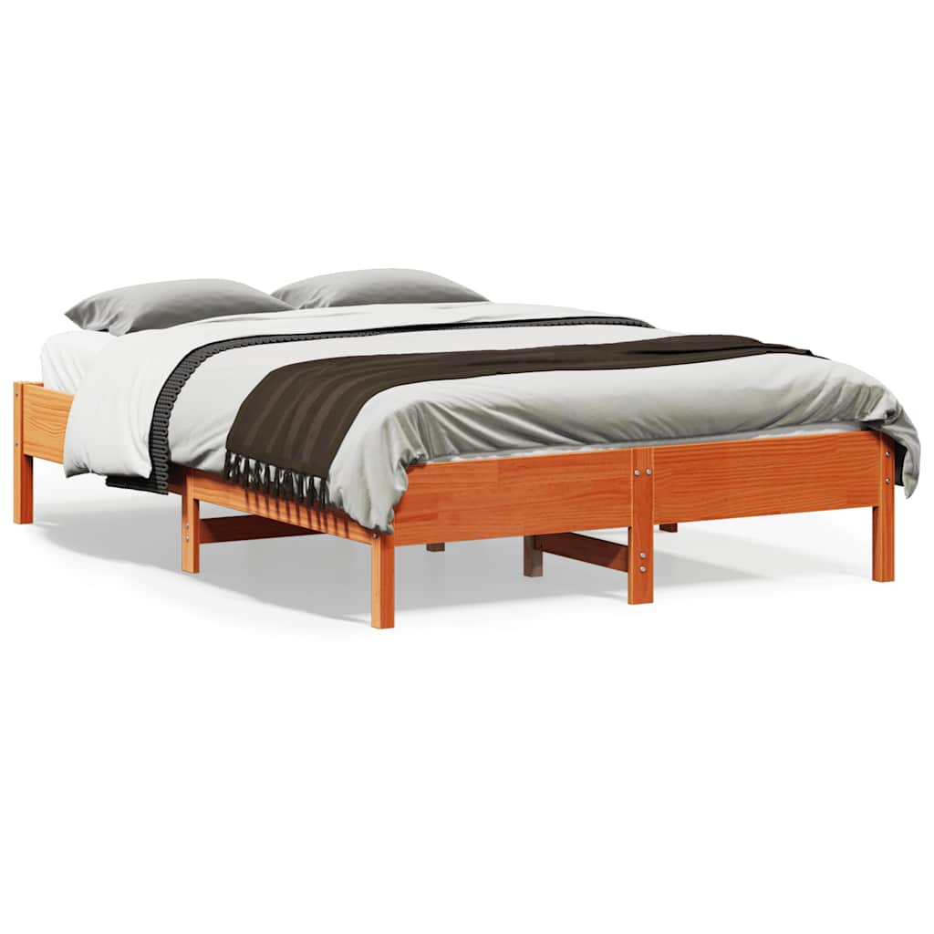 Cama sem colchão 140x190 cm pinho maciço castanho-mel