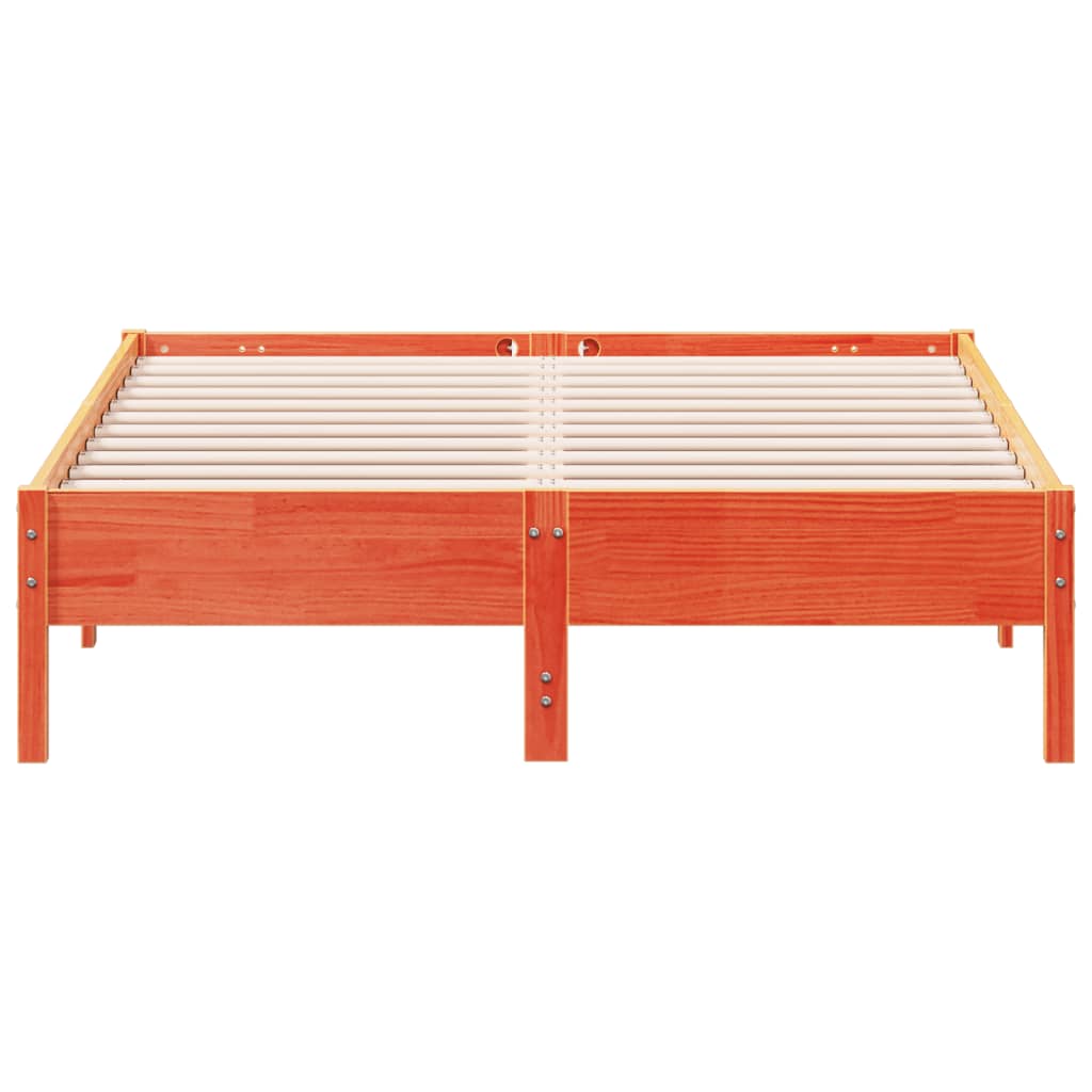 Cama sem colchão 140x190 cm pinho maciço castanho-mel