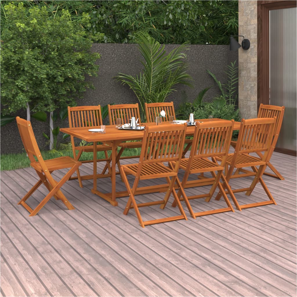 9 Pcs conjunto de jantar para jardim 220x90x75 cm acácia maciça