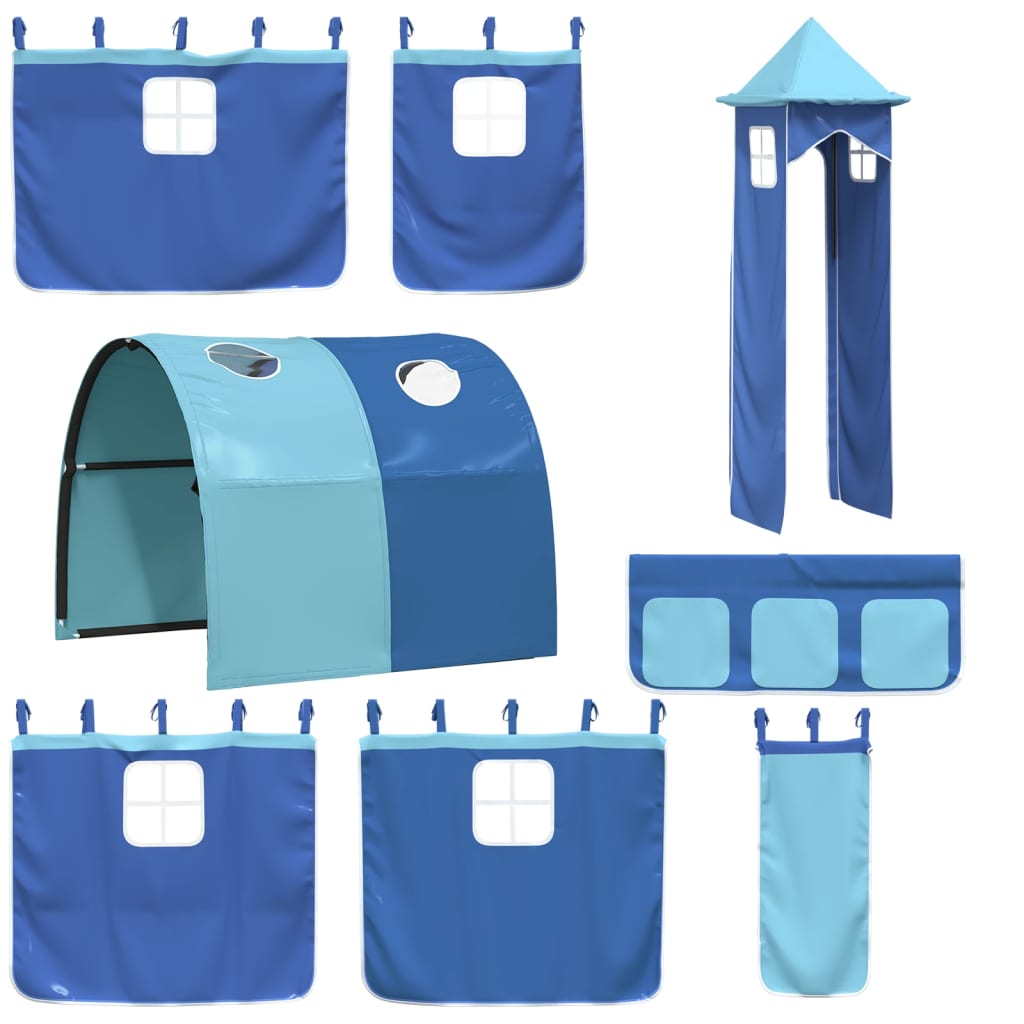 Cortinas para cama elevada com túnel e torre azul