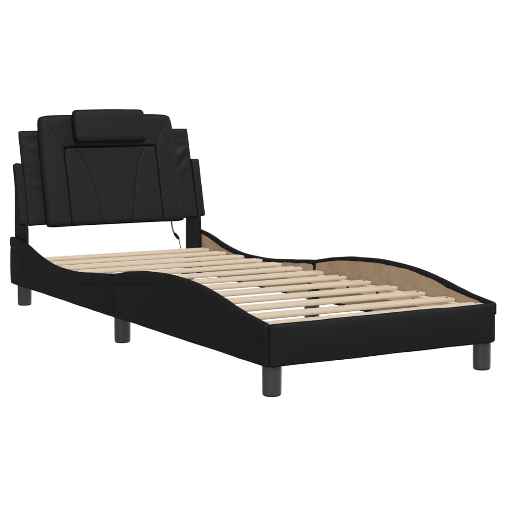 Estrutura de cama viana com LED sem colchão 90x200 cm preto