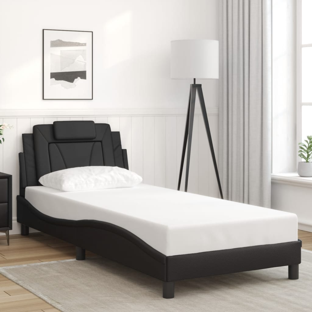 Estrutura de cama viana com LED sem colchão 90x200 cm preto