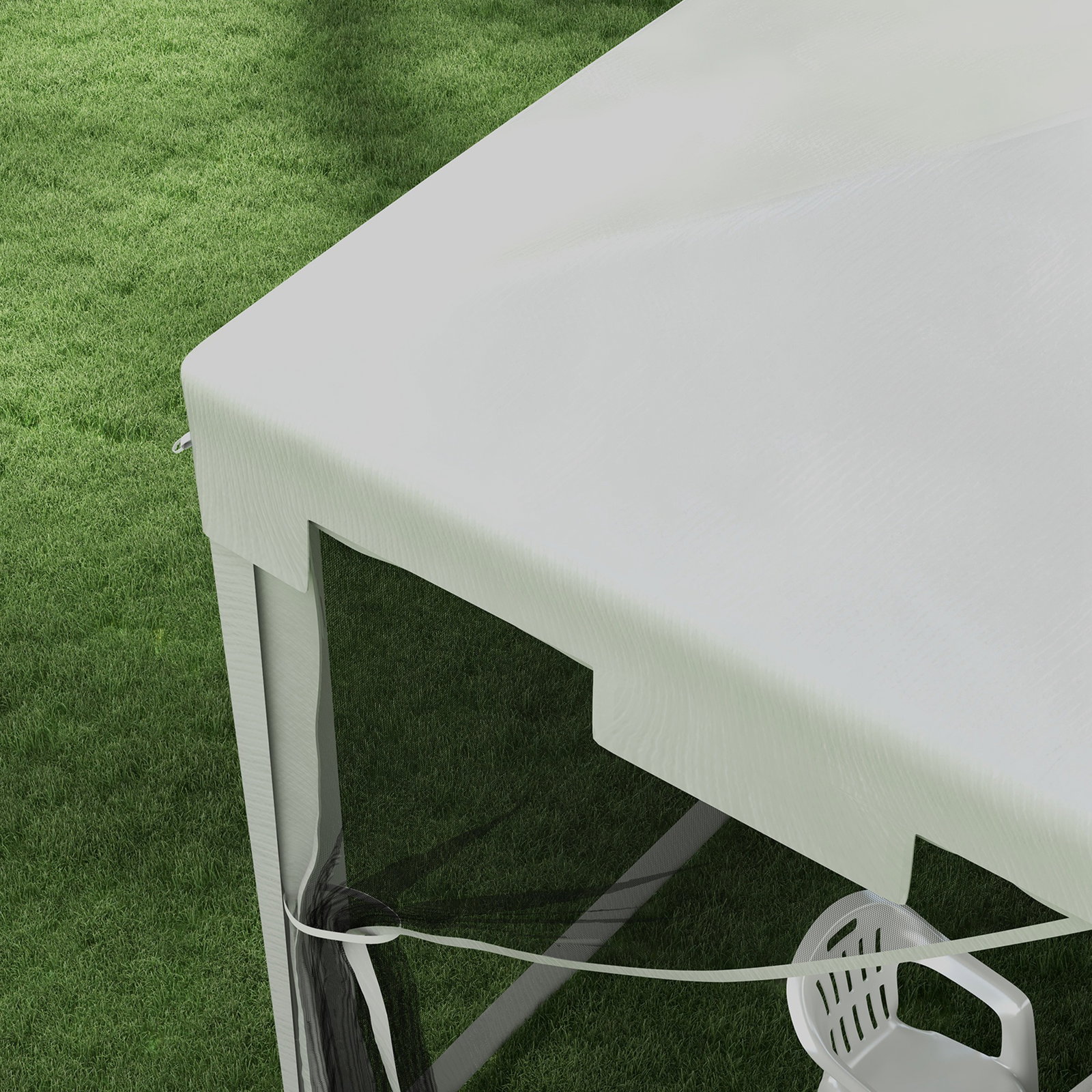 Tenda de jardim 4x3 m tenda desmontável com 4 mosqueteiras laterais 2 portas e 8 orifícios de drenagem branco