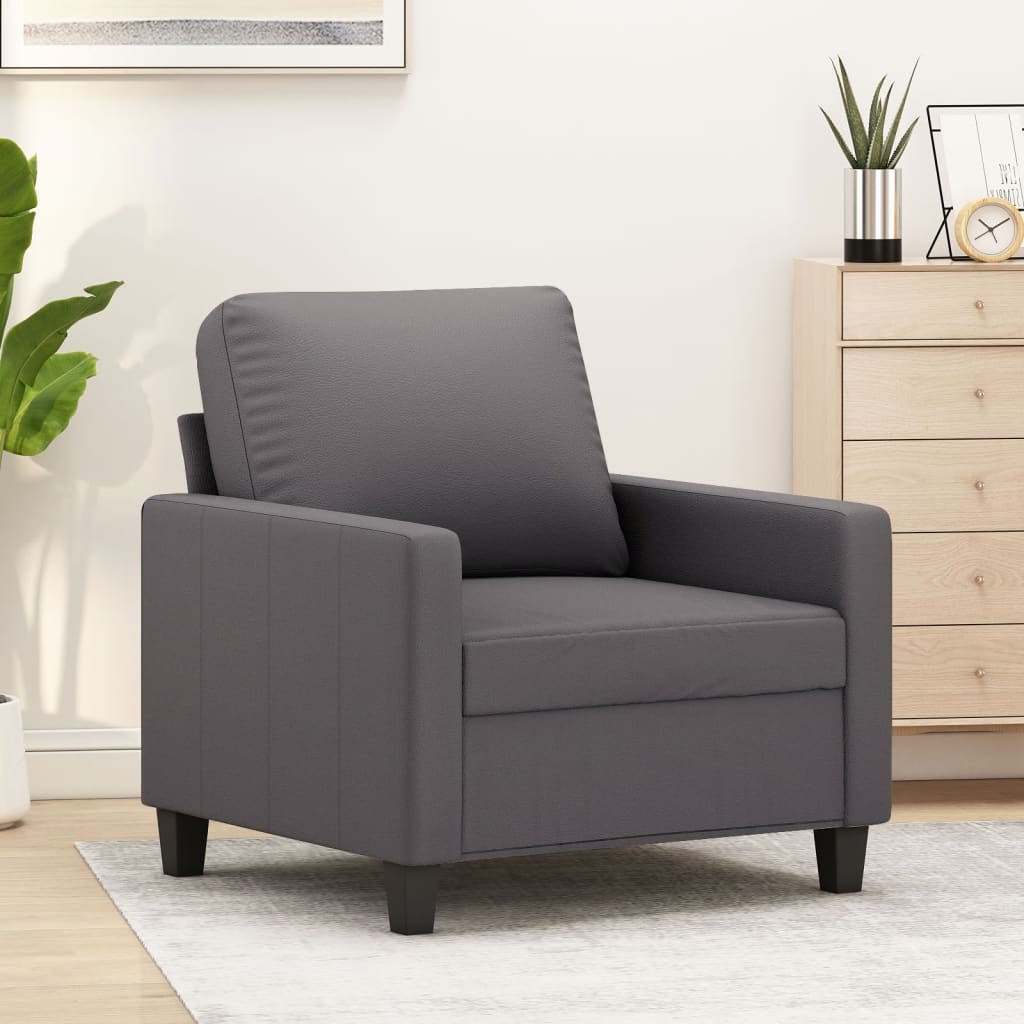 Poltrona 60 cm couro artificial cinzento