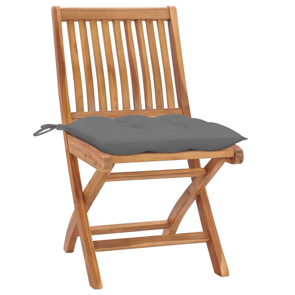 Cadeiras de jardim dobráveis c/ almofadões 8 pcs teca maciça