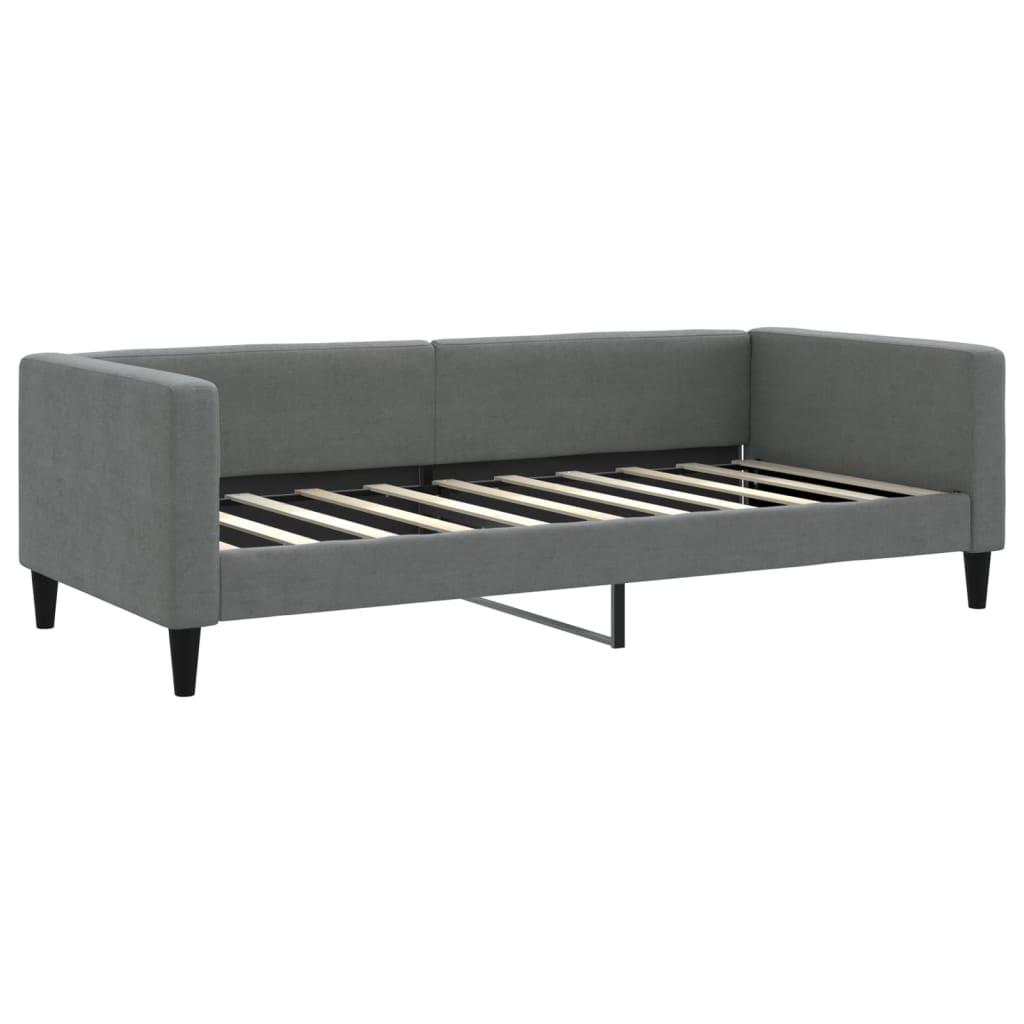 Sofá-cama com colchão 90x190 cm tecido cinzento-escuro