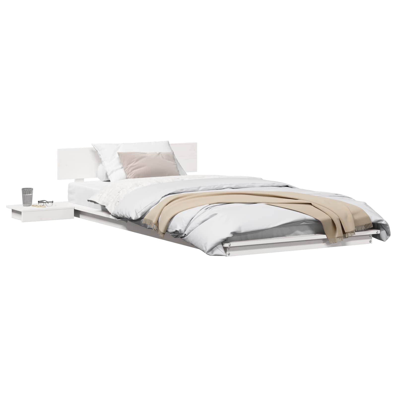 Estrutura da cama branco 80 x 200 cm madeira