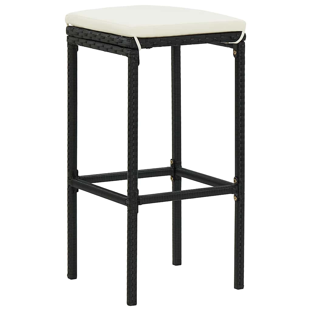3 Pcs conjunto de bar para jardim acácia maciça/vime PE preto