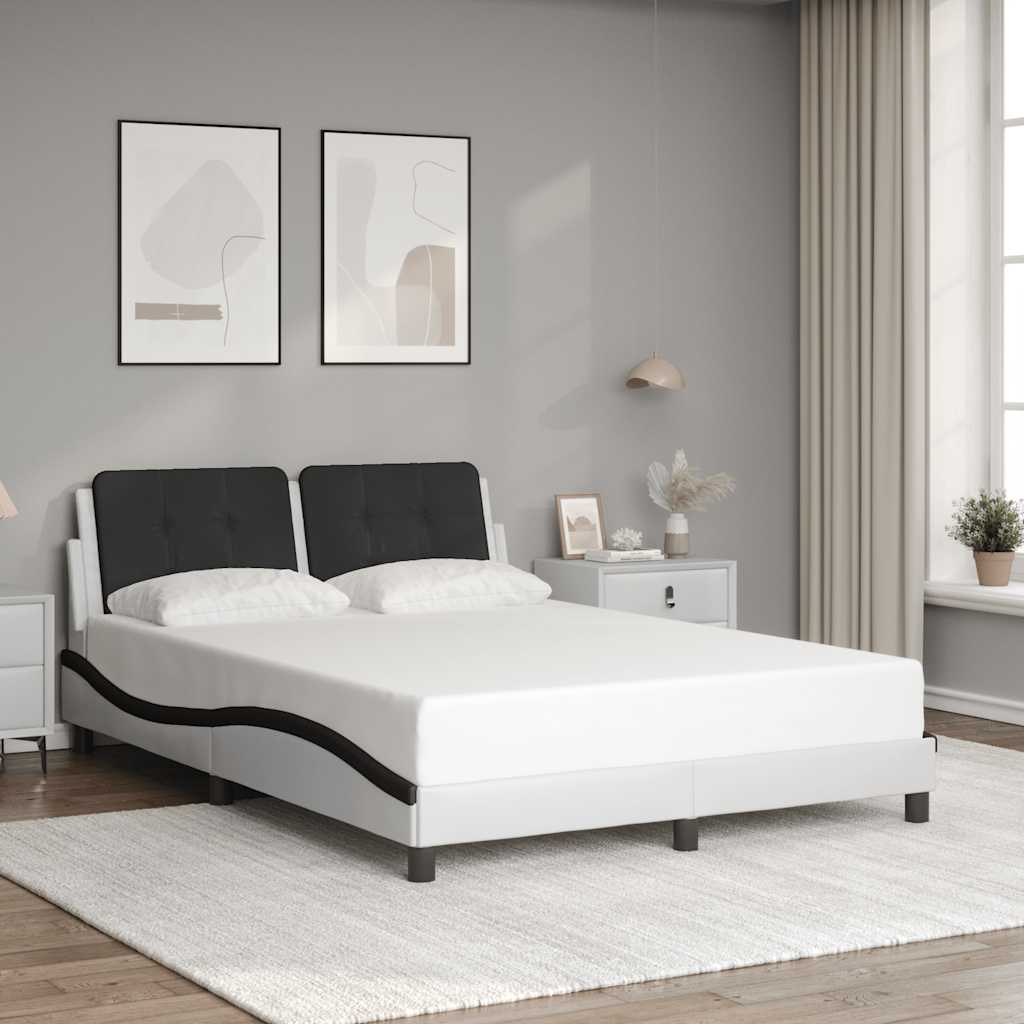 Estrutura de cama sem colchão zadar 140x200 couro artif. branco/preto