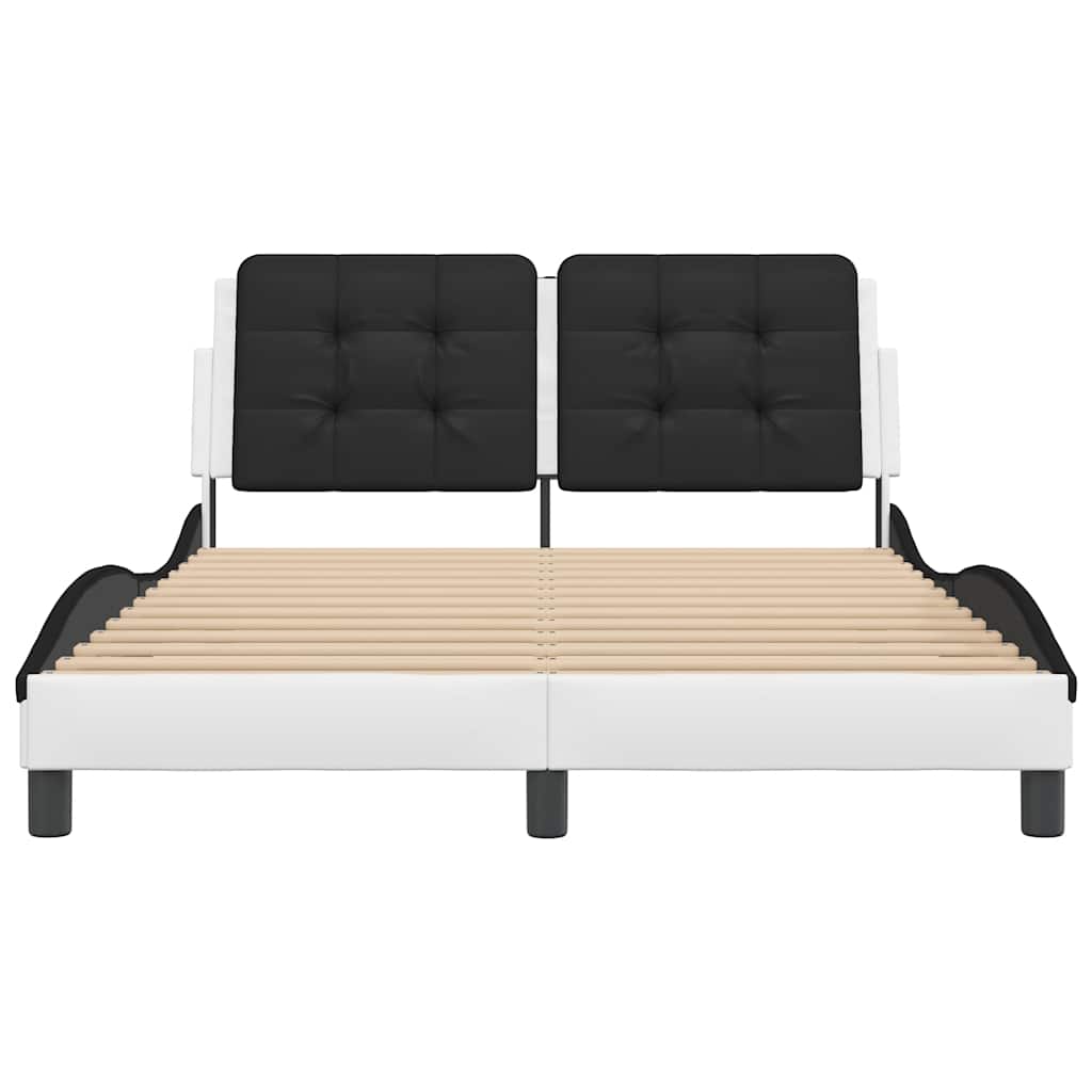 Estrutura de cama sem colchão zadar 140x200 couro artif. branco/preto