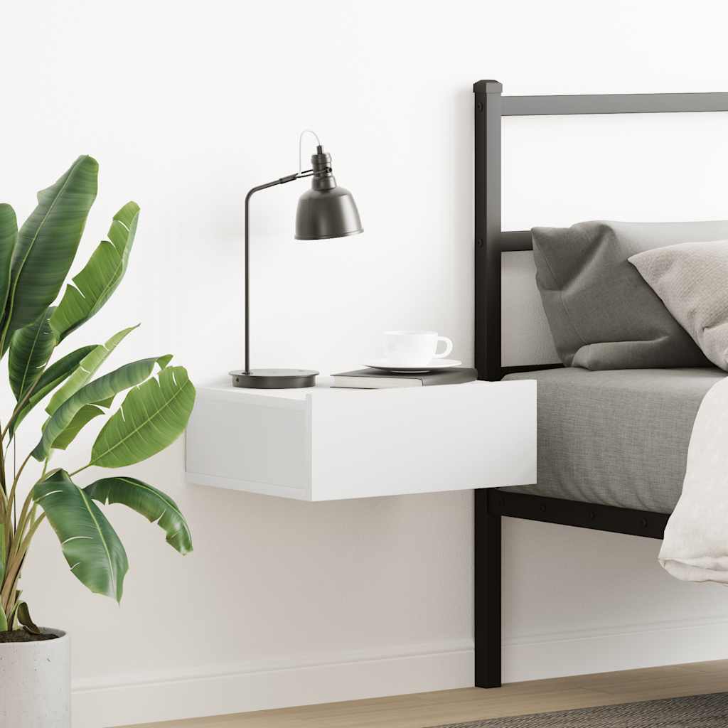 Mesa de cabeceira suspensa 40x30x15 cm derivados madeira branco
