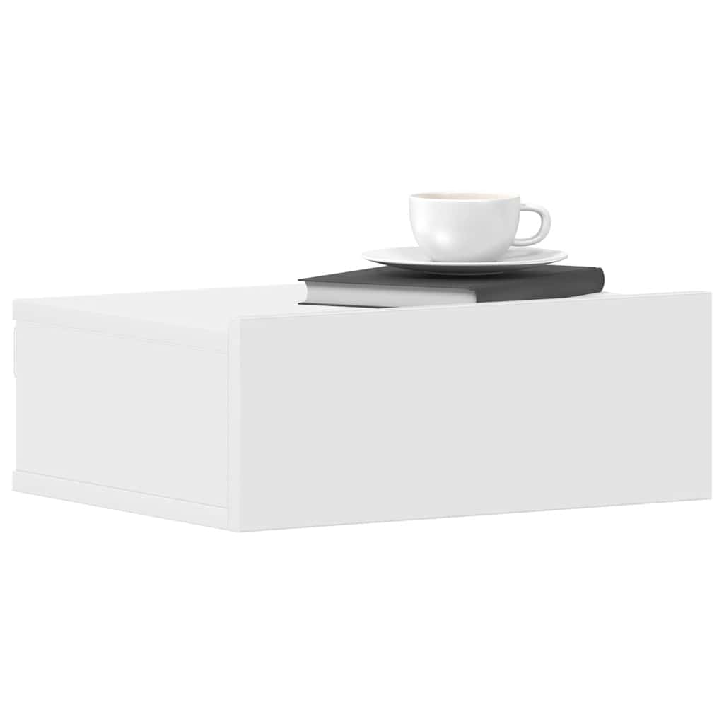 Mesa de cabeceira suspensa 40x30x15 cm derivados madeira branco