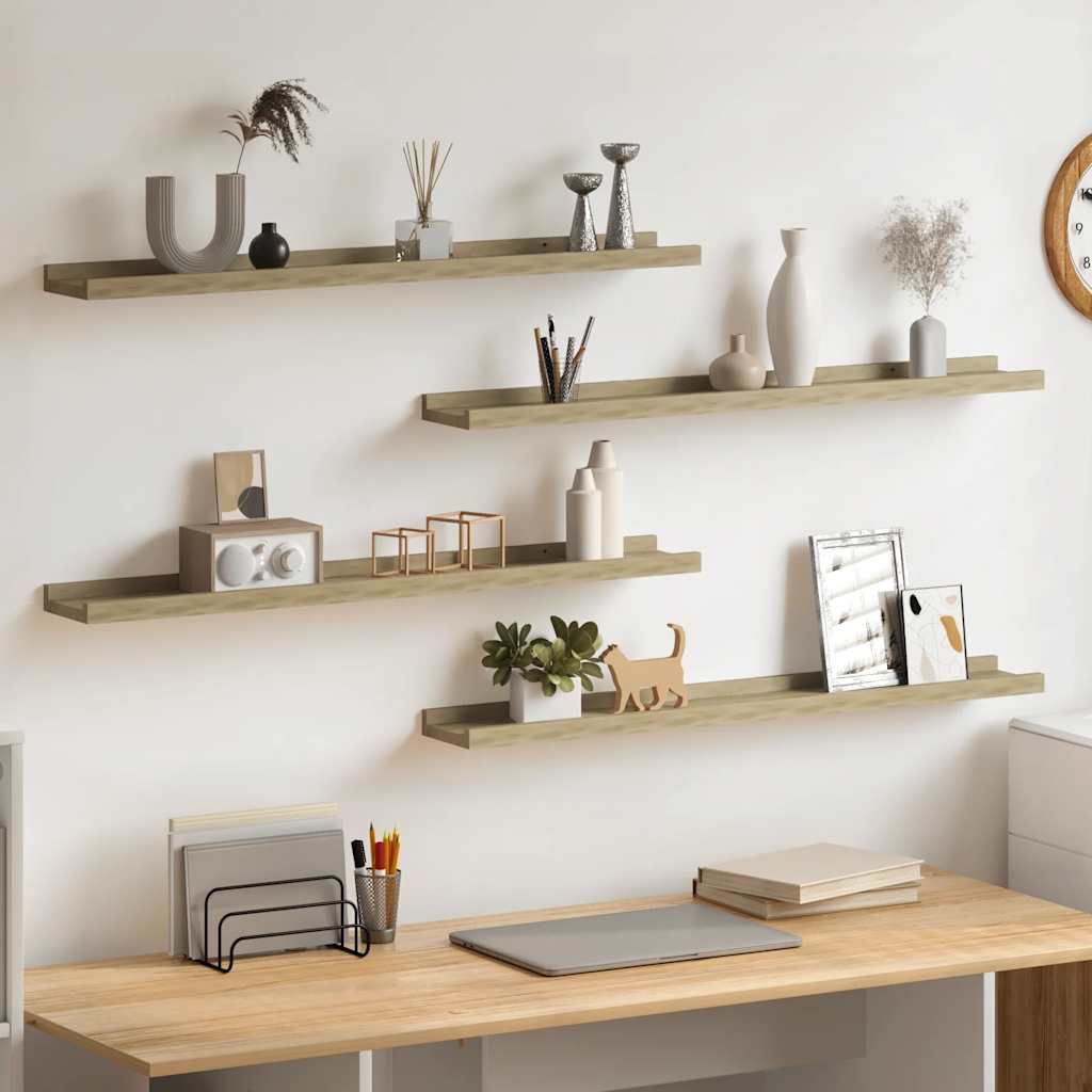 Prateleiras de parede 4 pcs 80x9x3 cm carvalho sonoma