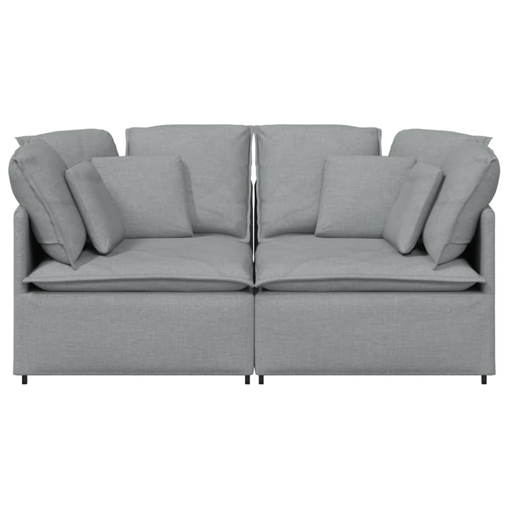 Sofá modular com almofadas tecido cinzento-claro