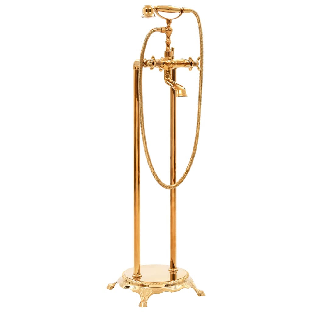Torneira de pé para banheira aço inoxidável 99,5 cm dourado
