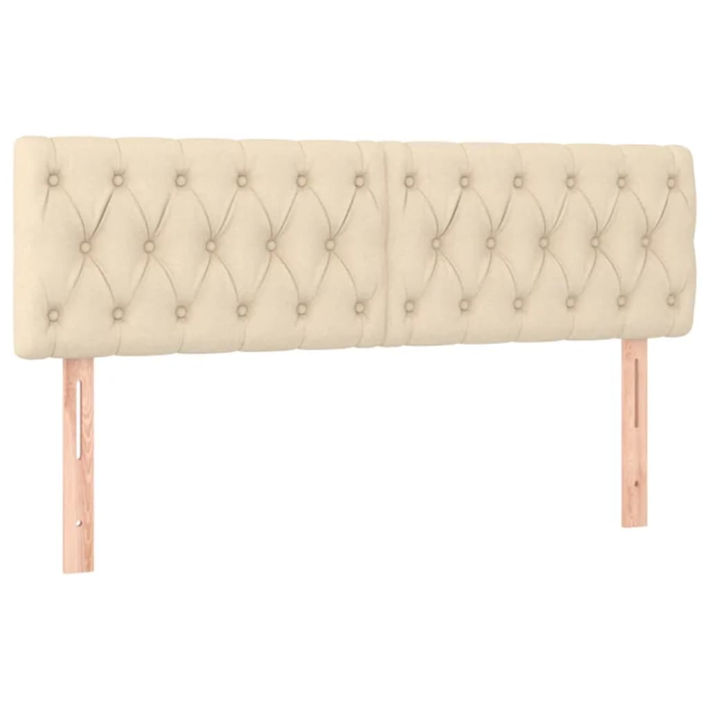 Cabeceira de cama c/ luzes LED tecido 160x7x78/88 cm cor creme