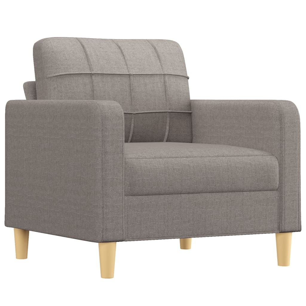3 Pcs conjunto de sofás com almofadões tecido cinza-acastanhado