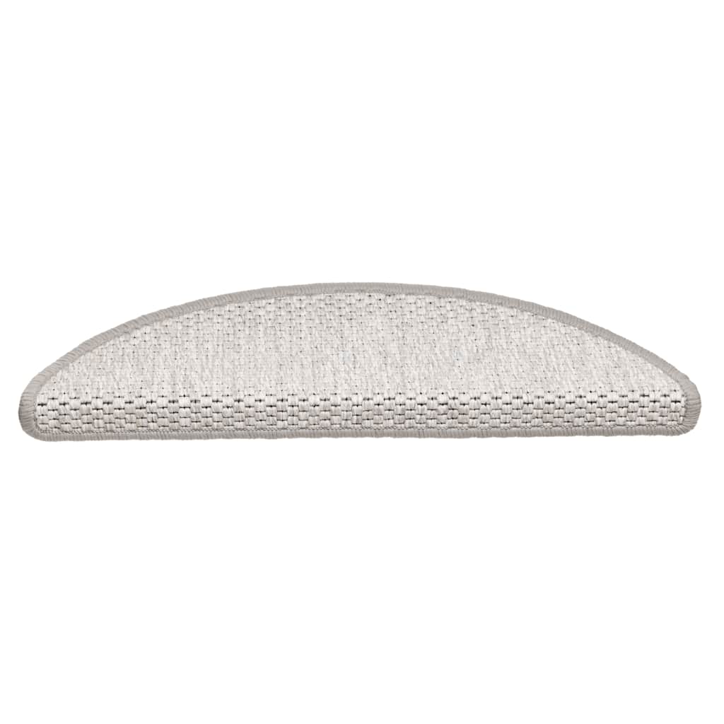 Tapetes escada adesivos aspeto sisal 15 pcs 56x17x3cm platinado