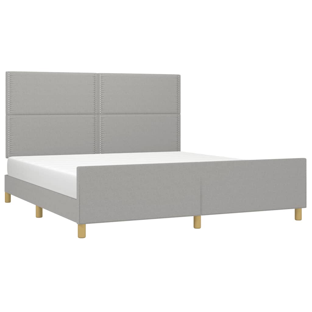 Estrutura de cama sem colchão 180x200 cm tecido cinzento-claro