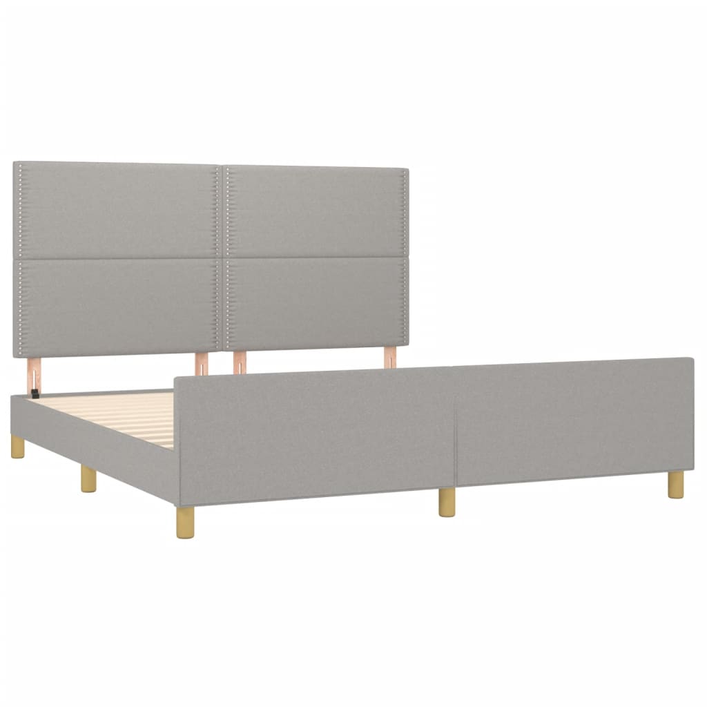 Estrutura de cama sem colchão 180x200 cm tecido cinzento-claro