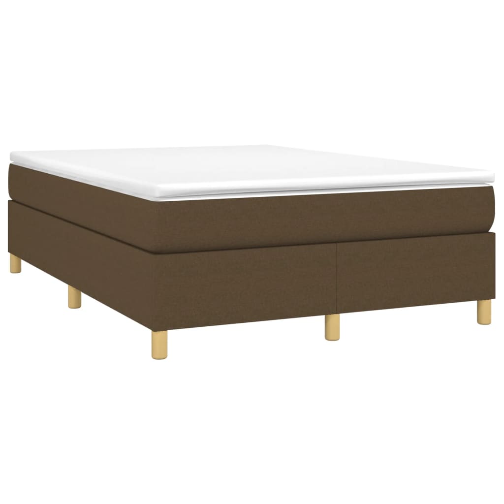 Estrutura de cama com molas 140x190 cm tecido castanho-escuro