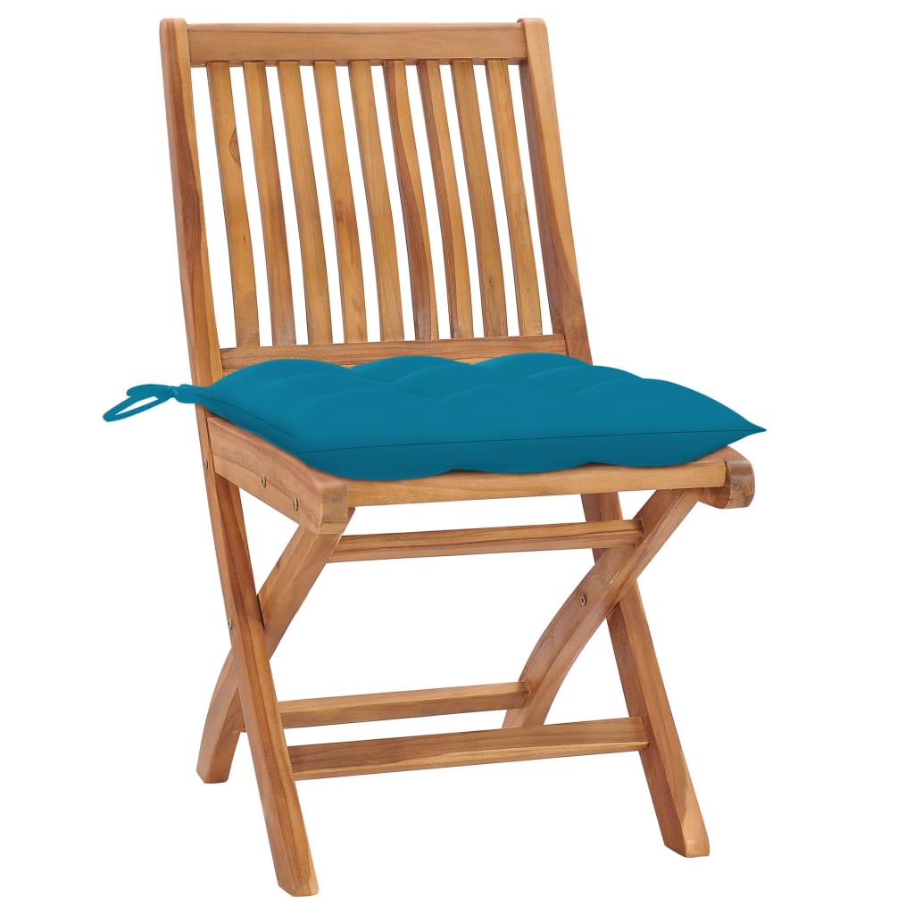 Cadeiras de jardim dobráveis c/ almofadões 6 pcs teca maciça
