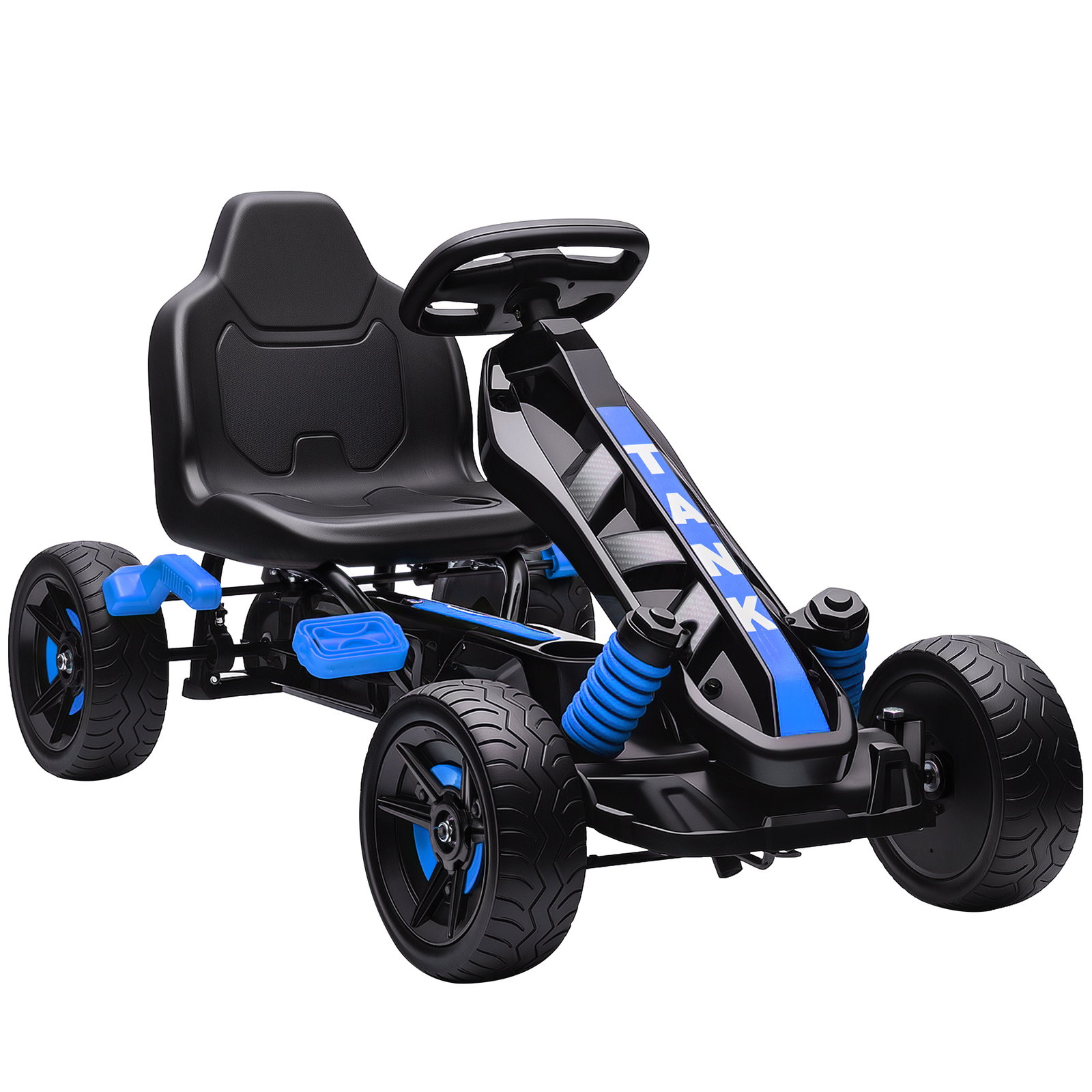 Kart a pedais para crianças com embraiagem automática travão e rodas antiderrapantes em eva 100x59x60,5 cm azul
