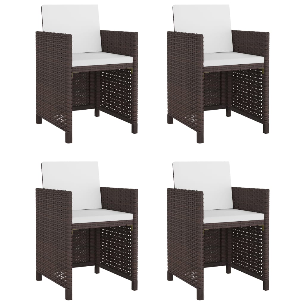 Conjunto de jantar de exterior 13 pcs vime PE castanho