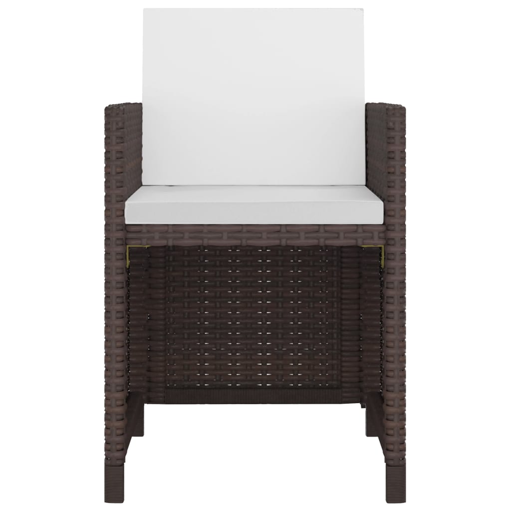 Conjunto de jantar de exterior 13 pcs vime PE castanho