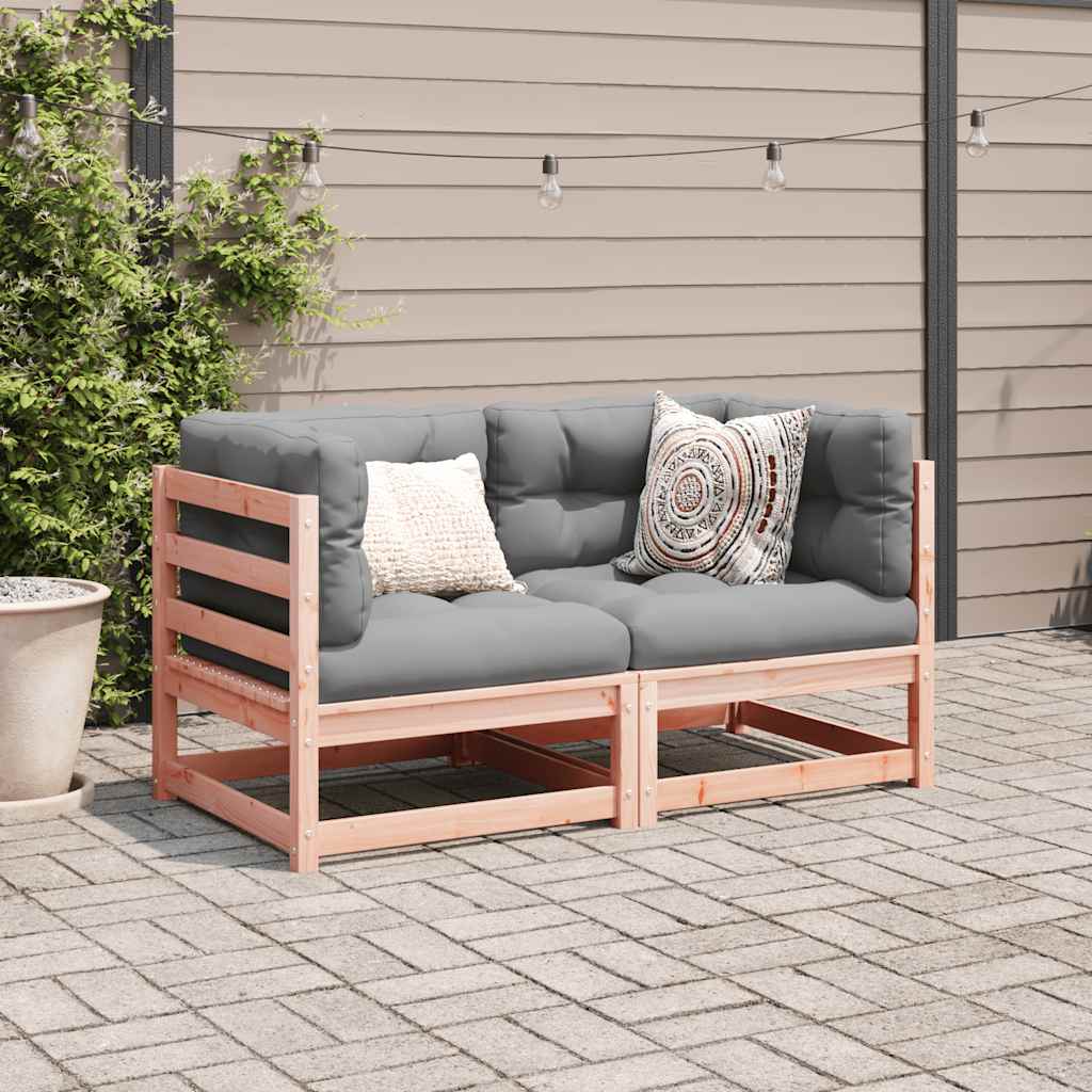 2 Pcs conj. sofás para jardim madeira abeto-de-douglas maciça